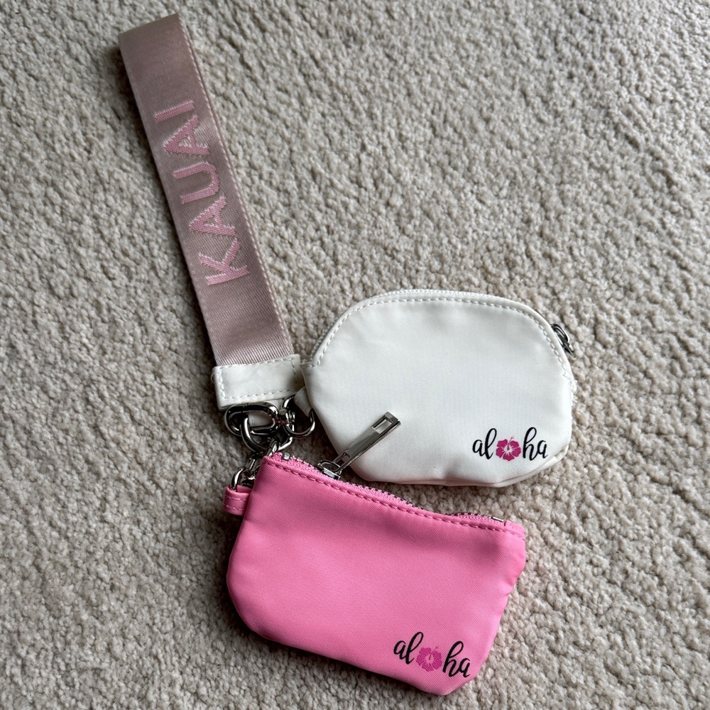 ALOHAS KAUAI Pink and White DUAL Mini Pouches